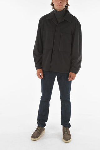 ZZEGNA Wool Overshirt with Hidden Button Fastening