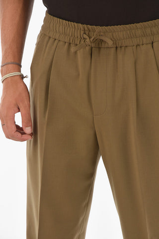 ZZEGNA Double-pleated Chino Pants with Waist Drawstring