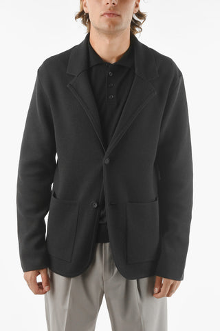 ZZEGNA Knitted 2 Buttons V-Neck Blazer