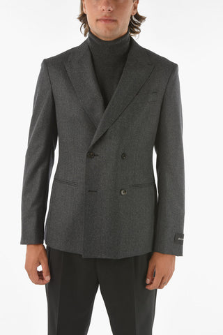 Z ZEGNA Double-breasted Wool Blazer with Flush Pockets