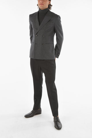 Z ZEGNA Double-breasted Wool Blazer with Flush Pockets