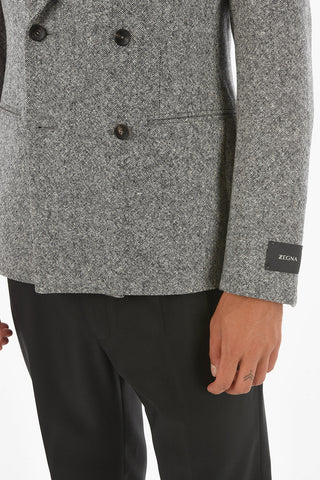 ZZEGNA Double-breasted Wool Blazer with Notch Lapel