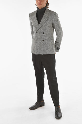 ZZEGNA Double-breasted Wool Blazer with Notch Lapel