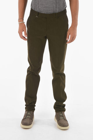 ZZEGNA pantaloni in cotone stretch con passanti