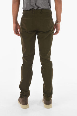 ZZEGNA pantaloni in cotone stretch con passanti