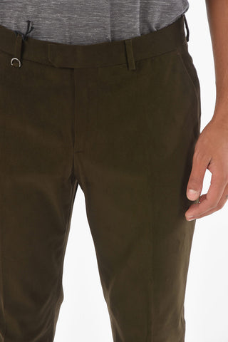 ZZEGNA pantaloni in cotone stretch con passanti