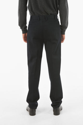 stretch cotton double pleat pants