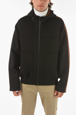 ZZEGNA zip closure neoprene sweatshirt with hood