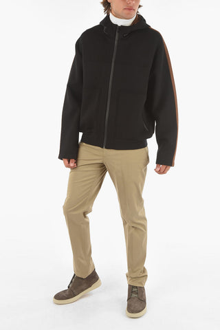 ZZEGNA zip closure neoprene sweatshirt with hood