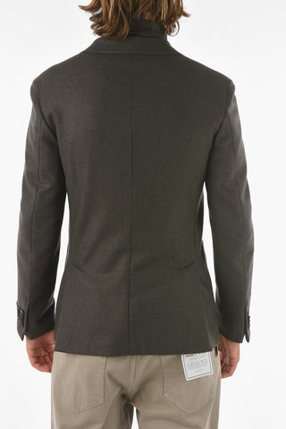 ZZEGNA Wool Blend Blazer with Removable Chest Piece