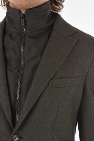 ZZEGNA Wool Blend Blazer with Removable Chest Piece