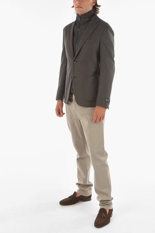 ZZEGNA Wool Blend Blazer with Removable Chest Piece