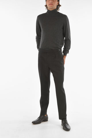 Pantaloni Chino a Due Pinces con Vita Regolabile