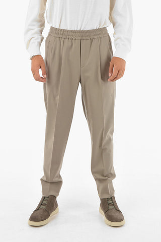 ZZEGNA drawstring waist double pleat pants