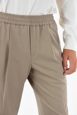 ZZEGNA drawstring waist double pleat pants
