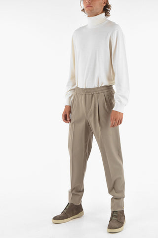 ZZEGNA drawstring waist double pleat pants