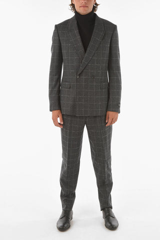 Z ZEGNA Double-breasted Peak Lapel Windowpane Check Suit
