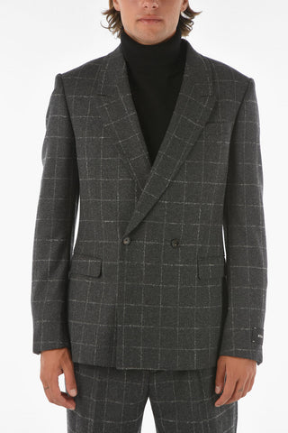 Z ZEGNA Double-breasted Peak Lapel Windowpane Check Suit