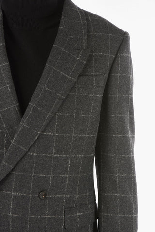 Z ZEGNA Double-breasted Peak Lapel Windowpane Check Suit