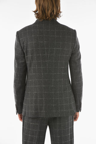 Z ZEGNA Double-breasted Peak Lapel Windowpane Check Suit