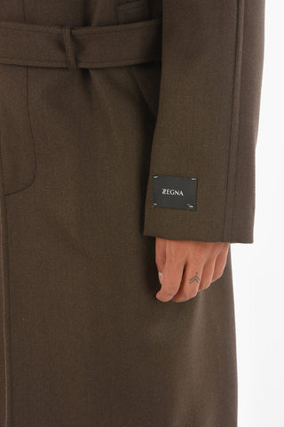 Z ZEGNA Belted Twill Wool Coat