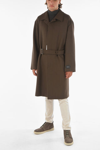 Z ZEGNA Belted Twill Wool Coat