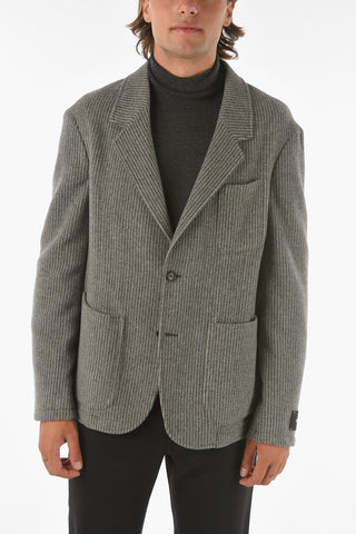 Z ZEGNA Half-lined Striped Wool Blend Blazer