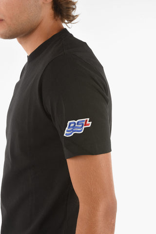 Crew Neck T-JUST Logo Patch Cotton T-Shirt