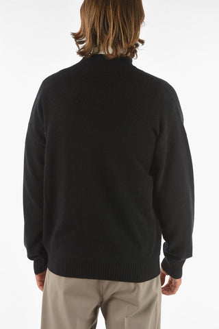 ZZEGNA Half Front Zip Cashmere Sweater with Ribbed Details