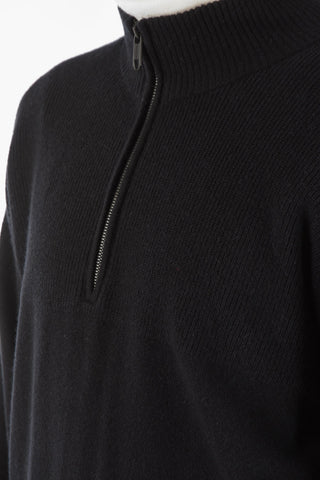 ZZEGNA Half Front Zip Cashmere Sweater with Ribbed Details