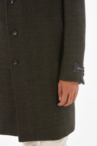 Z ZEGNA Cappotto Semifoderato in Misto Lana Herringbone