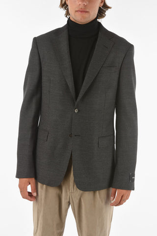 ZZEGNA stretch wool side vents notch lapel 2-button blazer