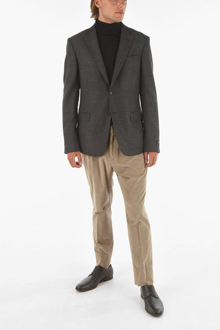 ZZEGNA stretch wool side vents notch lapel 2-button blazer