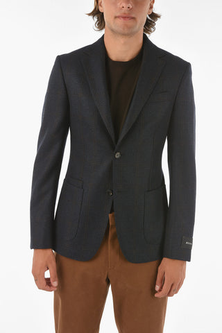 ZZEGNA windowpane check wool 2-button blazer