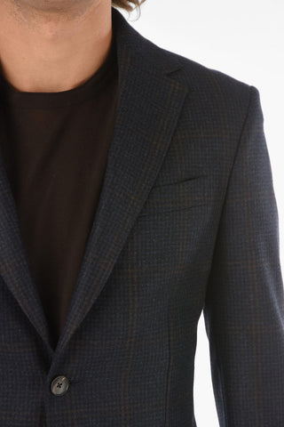 ZZEGNA windowpane check wool 2-button blazer