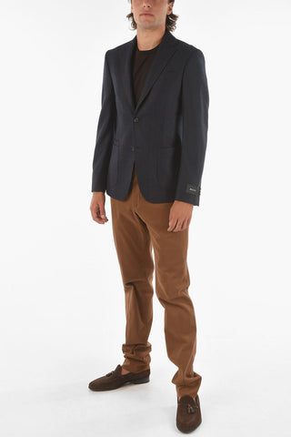 ZZEGNA windowpane check wool 2-button blazer
