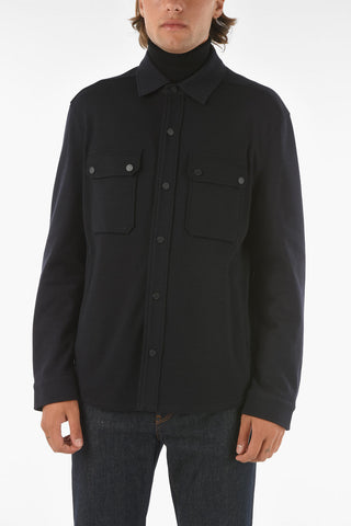 double breast pocket wool overshirt