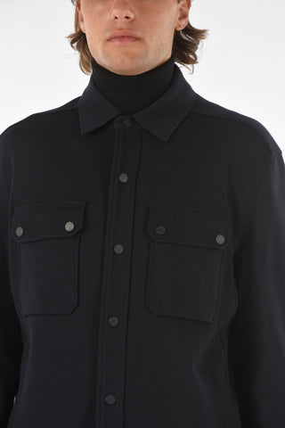 double breast pocket wool overshirt