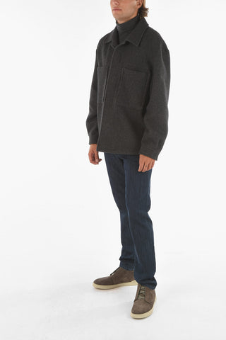 ZZEGNA Wool Blend Short Coat with 4 Pockets