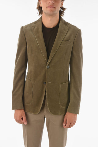 ZZEGNA Corduroy Blazer with Notch Lapel