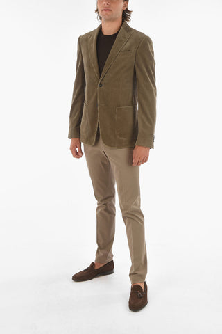 ZZEGNA Corduroy Blazer with Notch Lapel