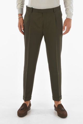 Z ZEGNA Single-pleated Twill Wool Blend Pants