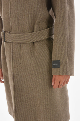 ZZEGNA Wool-blend Chesterfield Coat with Belt