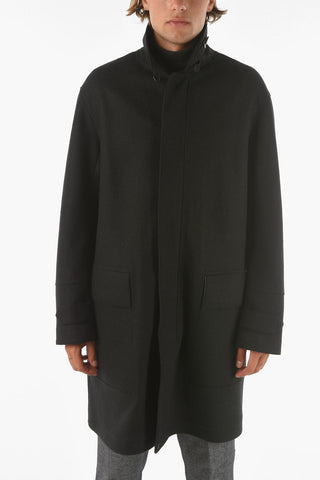 Cappotto in Misto Lana con Bottoni e Zip