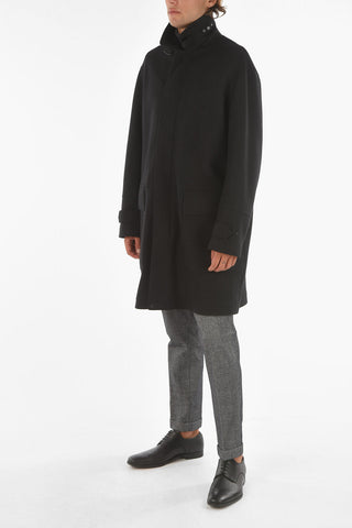 Cappotto in Misto Lana con Bottoni e Zip