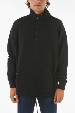 ZZEGNA Half Front Zip Cotton Sweatshirt