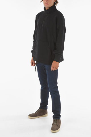 ZZEGNA Half Front Zip Cotton Sweatshirt