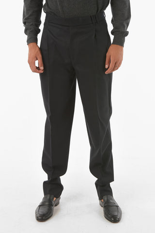 COUTURE Single-pleated Twill Wool Pants