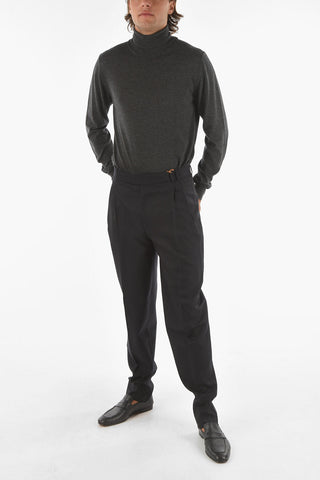 COUTURE Single-pleated Twill Wool Pants
