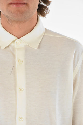 ZZEGNA Camicia in Cotone Hopsack a Tinta Unita